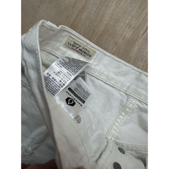 Levi’s 501 Button Fly Off White Jean Shorts W26 Cut Offs - Picture 2 of 6